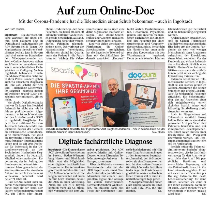 Artikel im Donaukurier – Auf zum Online-Doc
